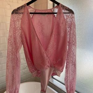 Lovers and Friends Pink Lace Bodysuit, size XS